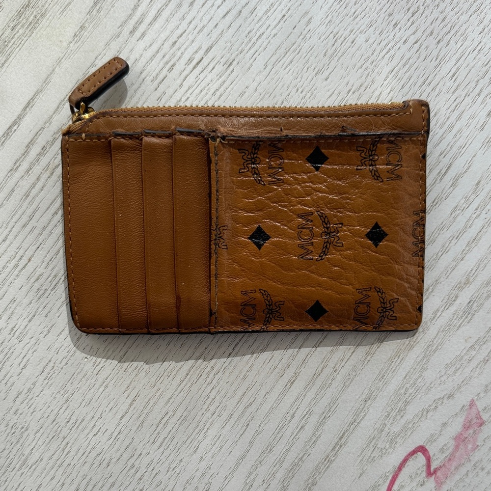 MCM Cognac Leather Card Wallet